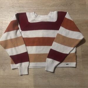 Hollister Textured Sweater in Red orange and Cream